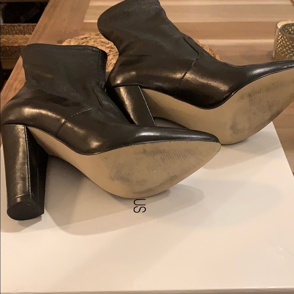 Black Leather Sock Bootie - Picture 5 of 7